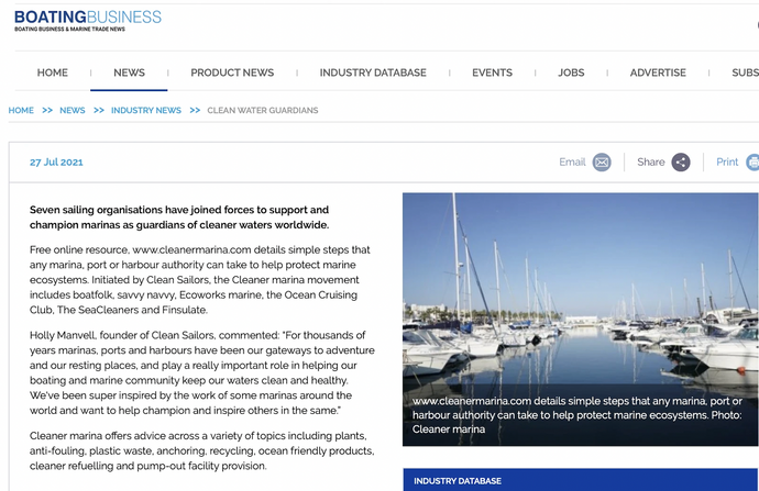 'Clean Water Guardians' - Boating Business features Cleaner Marina